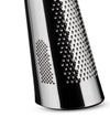 Conical stainless steel grater by Alessi with multiple textures of grating holes, cropped.