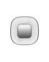 Silver metallic basket by Alessi with a radiating wire frame and rounded square design.