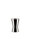 Silver stainless steel double jigger by Alessi with 4 cl and 2 cl markings on each side.