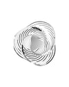 Polished silver metal decorative bowl by Alessi, featuring a swirling open-weave design and a triangular central depression.