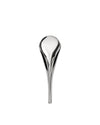 Silver metallic spoon by Alessi, featuring a sleek, modern teardrop design and slender handle.