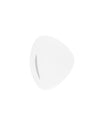 White serving dish by Alessi, with a subtle curved gray detail on its smooth, angled surface.