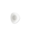 White triangular bowl by Alessi with rounded edges and a deep center, viewed from above.