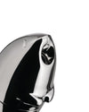 Sleek chrome Kastor pencil sharpener by Alessi, with a reflective, beaver-shaped design and visible sharpening hole.
