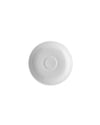 White saucer by Alessi, round with a raised inner ring, centered in a top-down view.
