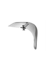 Silver-toned mandoline slicer by Alessi with an adjustable blade and ergonomic curved design.