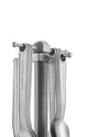 Silver-toned sculptural object featuring cutlery in a threaded press by Alessi, with 'ALESSI-ABLOH™' branding on the vertical cutlery handles.