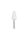 Silver-colored cake server by Alessi with a sleek, minimalist design, centered on a white background.