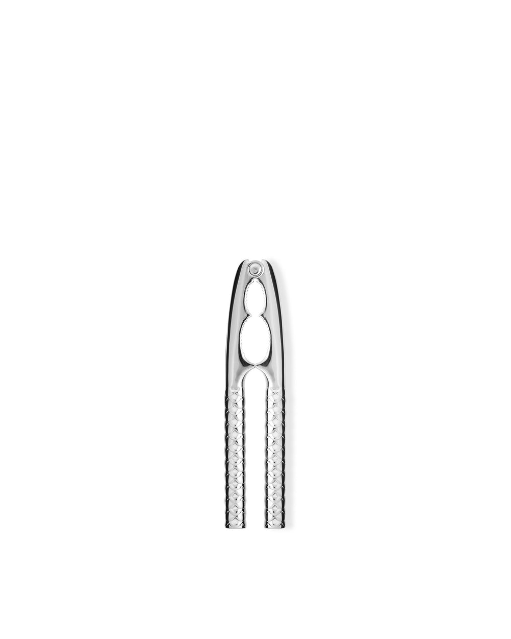 Shiny metallic Colombina fish nutcracker by Alessi, with textured handles and dual cracking sizes.