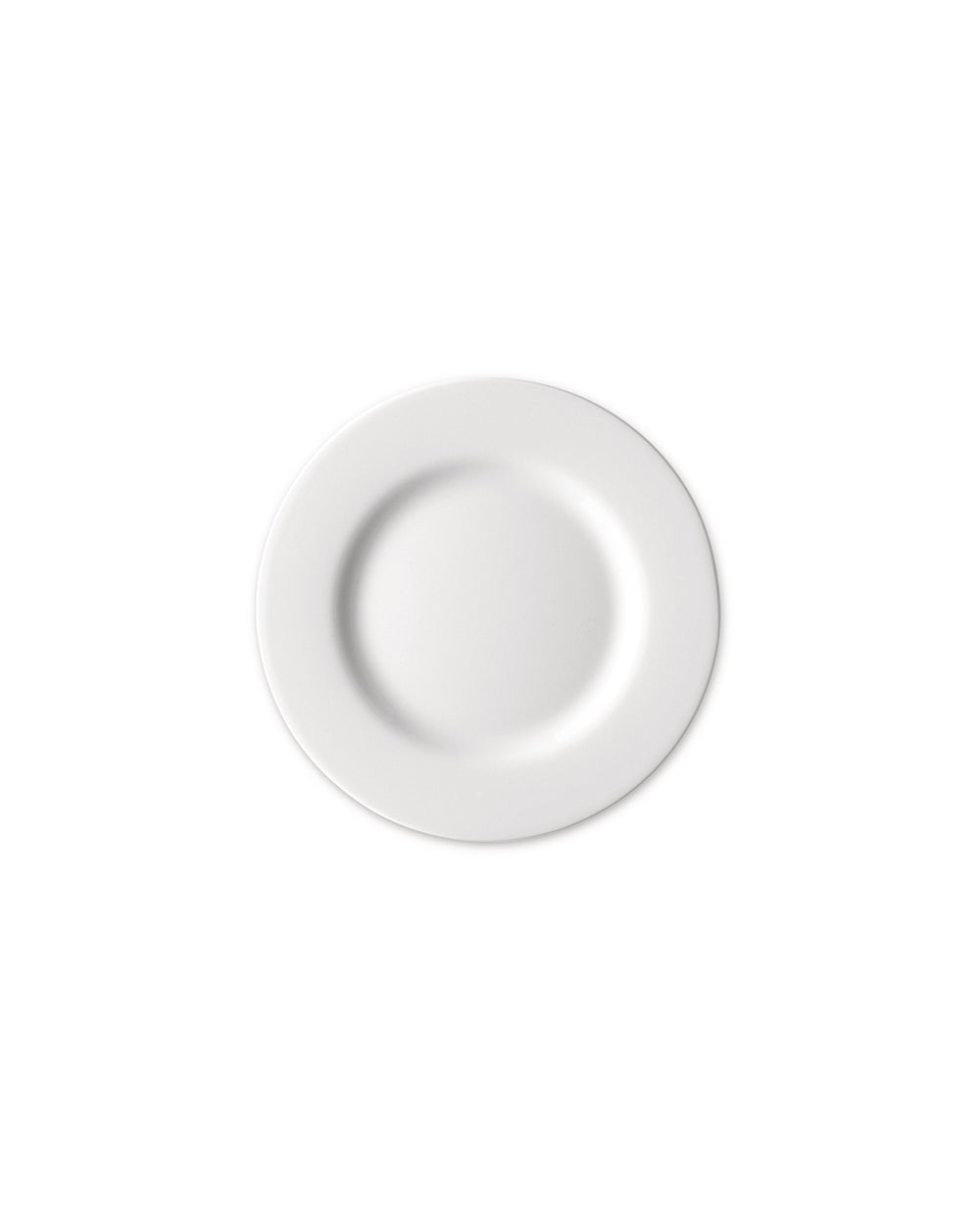 White round plate by Alessi with a subtle raised rim, shown from a top-down view.
