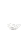 White wireframe fruit bowl by Alessi featuring an organic, intertwined design.