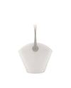 Frosted white cooler with a gray handle by Alessi, featuring a tapered shape, isolated on white.