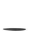 Black oval platter by Alessi with a subtle matte finish and slightly raised edge.