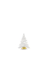 White modern Christmas tree by Alessi featuring a shiny golden dome on a small disc.