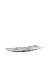 Silver metal decorative bowl by Alessi with an irregular, organic cut-out pattern, shown from an angle.