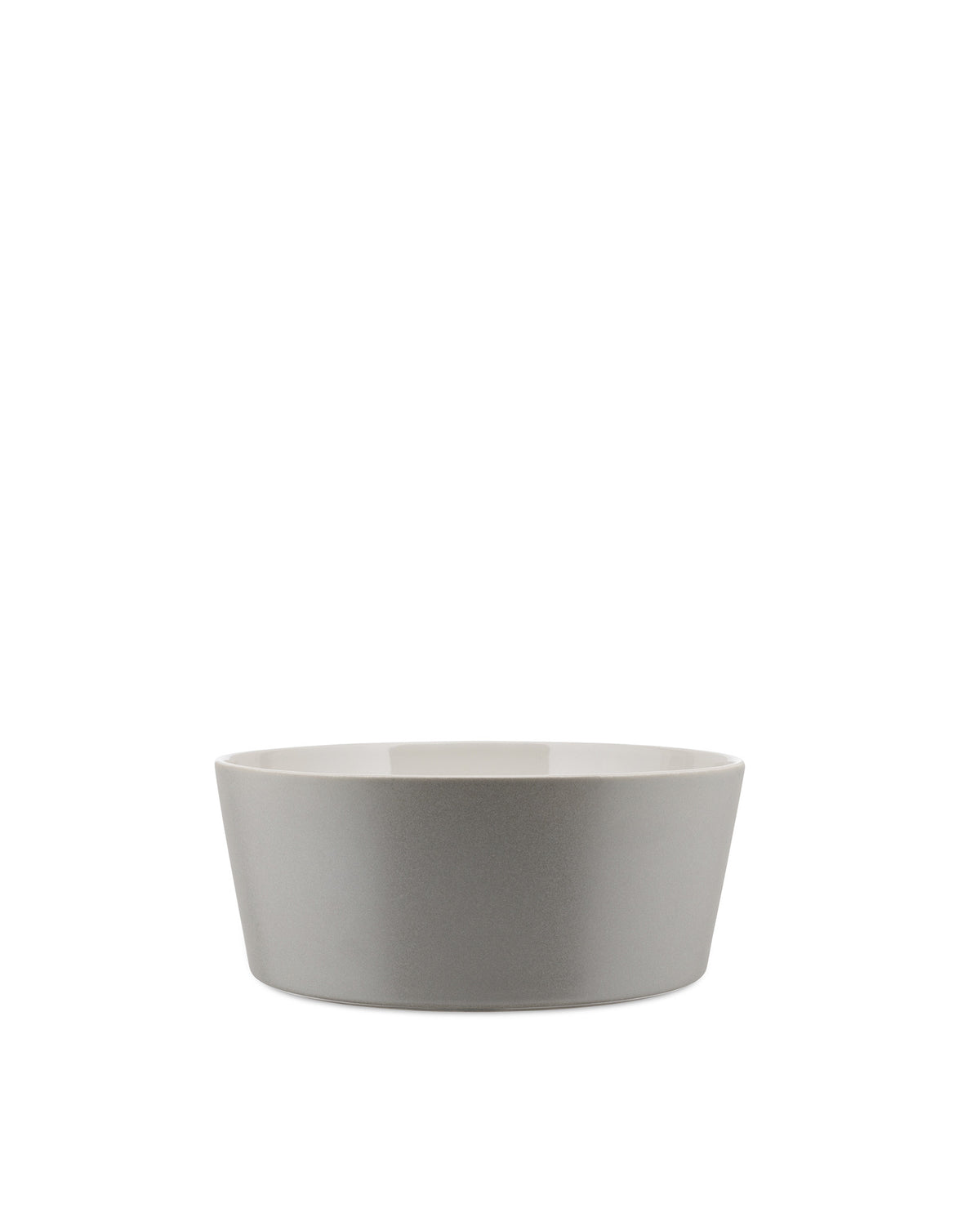 Grey ceramic bowl by Alessi with a matte exterior and glossy light interior.