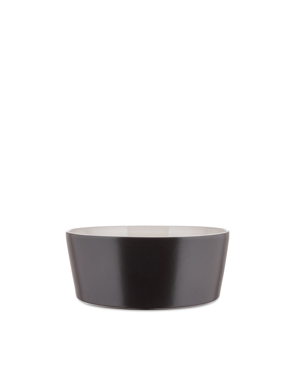 Dark gray bowl with a cream interior by Alessi, featuring a modern tapered design.