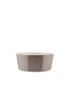 Smooth taupe Tonale collection bowl by Alessi with a crisp white interior, shown from the front.