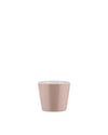 Dusty rose tapered cup by Alessi with a smooth matte finish and white interior.