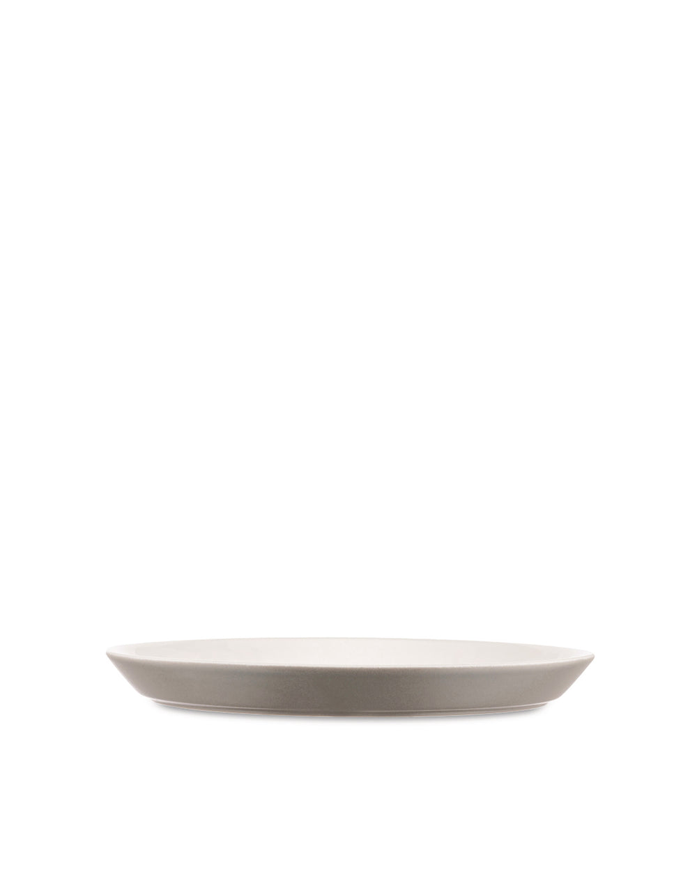 Light gray Tonale plate by Alessi, with a minimalist design and smooth matte finish.