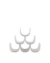 Light grey modular wine rack by Alessi, arranged in a pyramid shape on a white background.