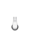 Silver Moscardino spork by Alessi, with a polished teardrop handle and three prongs.