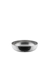 Silver perforated metal bowl by Alessi with a unique dotted texture on a white background.
