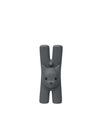 Dark grey cat-shaped decorative object by Alessi, with a minimalist design, small ears, and an H-shaped body.