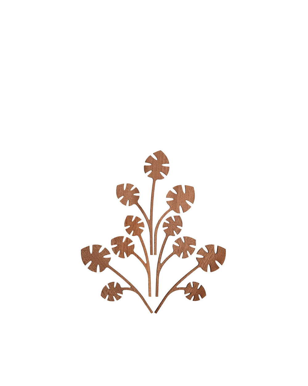 Brown wooden decorative wall art by Alessi, featuring an abstract branching leaf design.