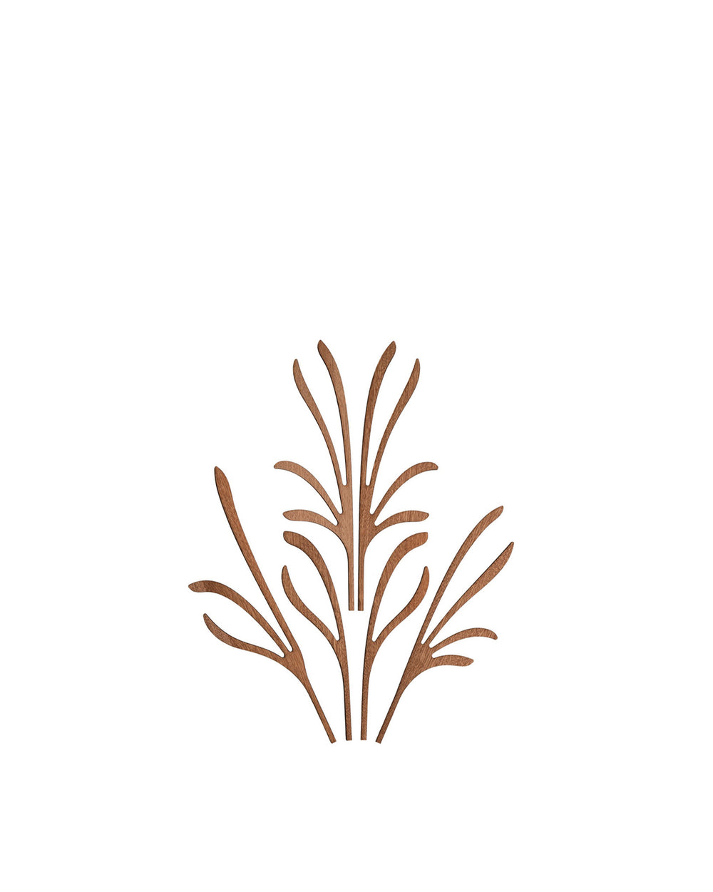 Stylized brown wooden botanical art by Alessi, featuring multiple interconnected branch-like elements.