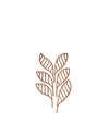 Wooden decorative plant by Alessi with five stylized leaves featuring wavy cutouts on a white background.