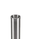 Brushed metal cylinder by Alessi with a subtly flared rim and vertical texture.