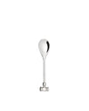 Silver spoon by Alessi with a decorative handle shaped like a gavel.