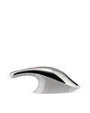 Sleek metallic and white device by Alessi, featuring a curved, ergonomic design and a red accent button.