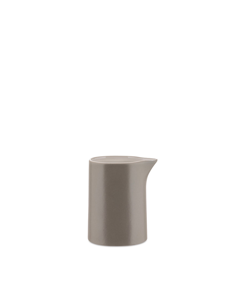 Gray ceramic creamer by Alessi with a sleek, minimalist design, shown on a white background.